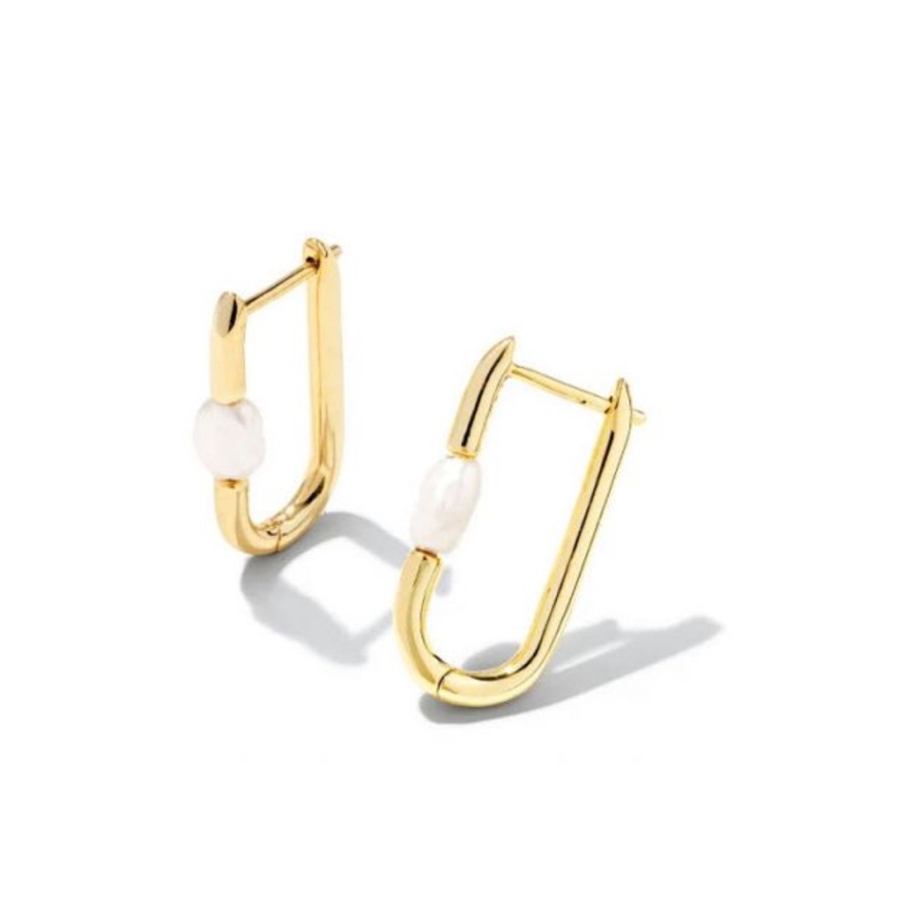 Kendra Scott Gold and White Pearl Earrings